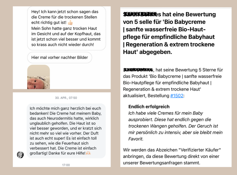 Bio Babycreme | sanfte wasserfreie Bio-Hautpflege für empfindliche Babyhaut | Regeneration & extrem trockene Haut